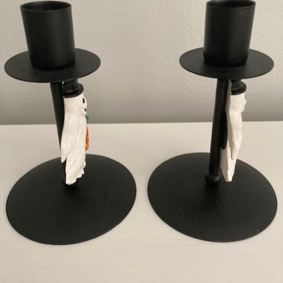 Halloween Ghost with Pumpkin Taper Candles - Picture 3 of 6